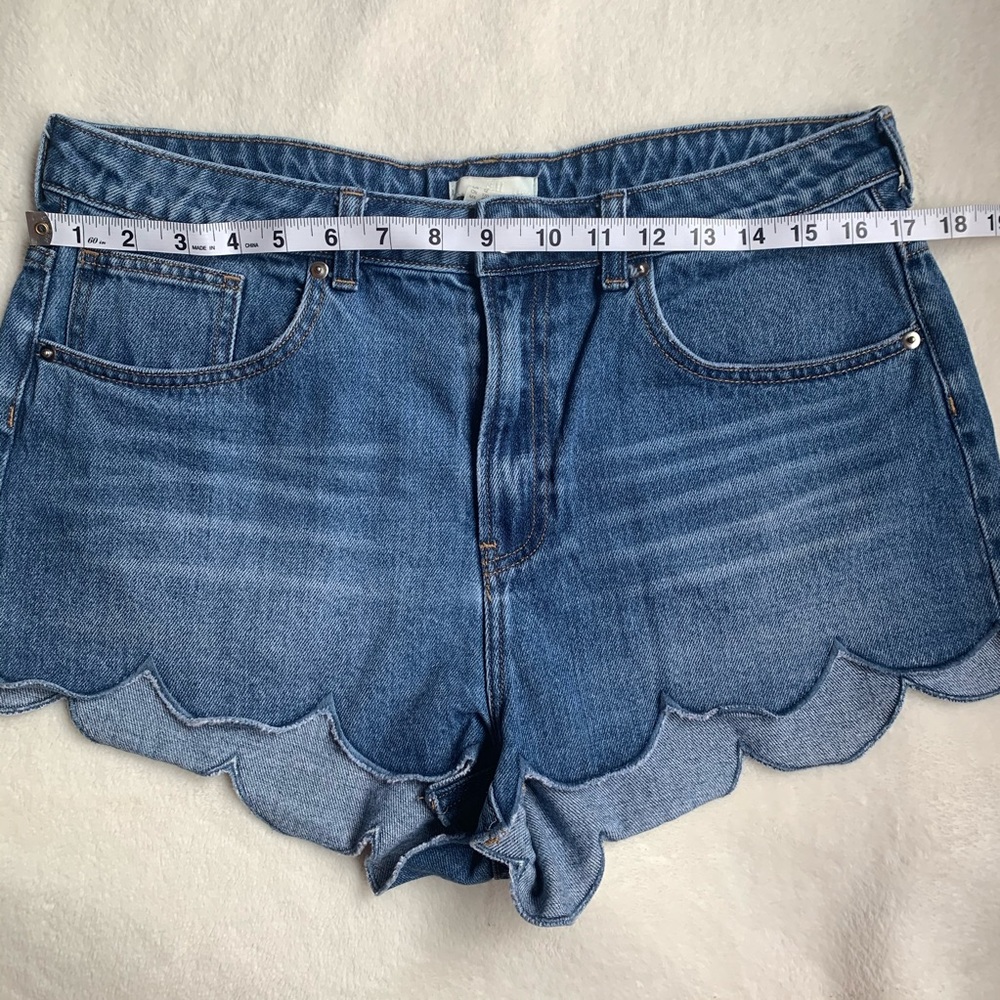 High Waisted Scalloped Jean Shorts